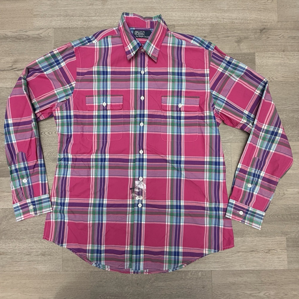 Polo Ralph Lauren Classic Fit Shirt Mens L Pink Plaid Button Down Cotton NWOT - Picture 2 of 10
